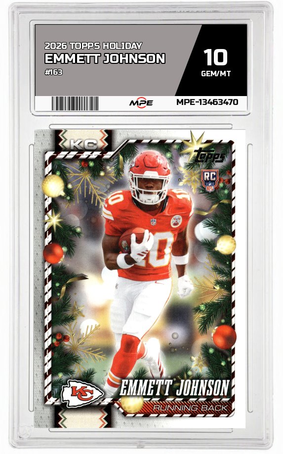 2026 TOPPS HOLIDAY #163 EMMETT JOHNSON MPE 10 GEM/MT — graded card auctioned from the MPE vault