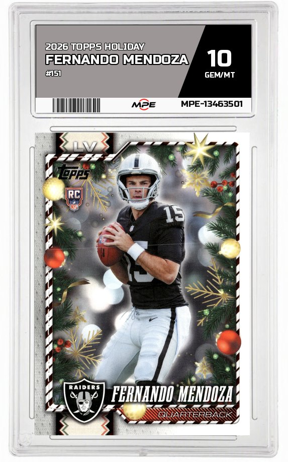2026 TOPPS HOLIDAY #151 FERNANDO MENDOZA MPE 10 GEM/MT — graded card auctioned from the MPE vault