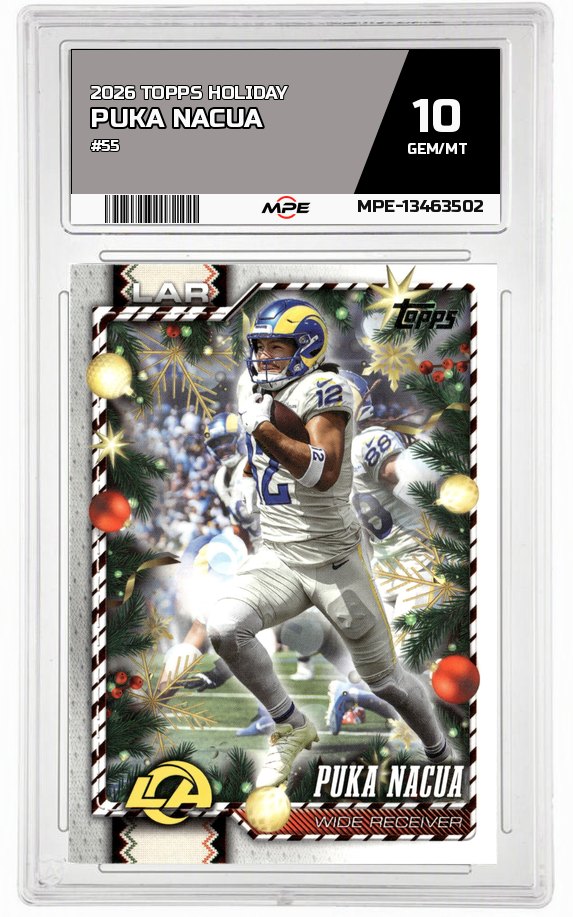 2026 TOPPS HOLIDAY #55 PUKA NACUA MPE 10 GEM/MT — graded card auctioned from the MPE vault