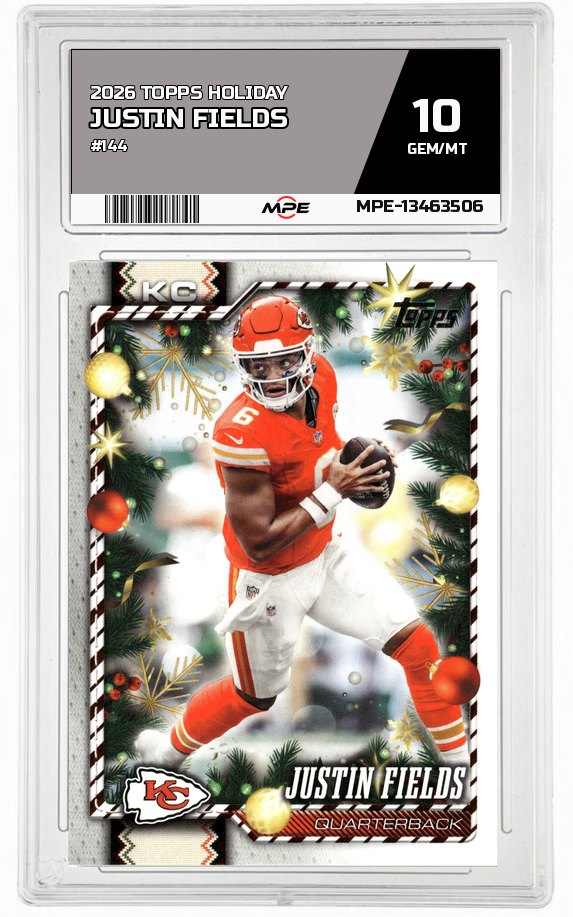 2026 TOPPS HOLIDAY #144 JUSTIN FIELDS MPE 10 GEM/MT — graded card auctioned from the MPE vault