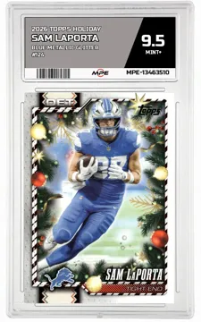 2026 TOPPS HOLIDAY Blue Metallic Glitter #124 SAM LAPORTA MPE 9.5 MINT+ — graded card up for auction