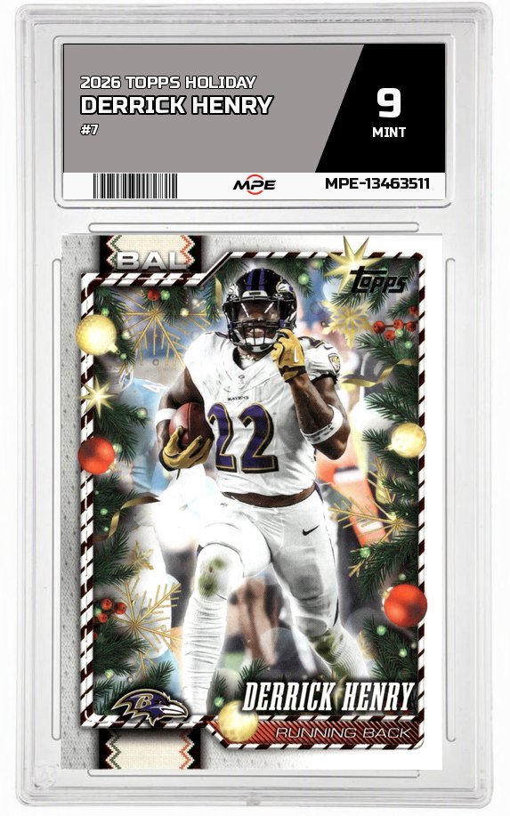 2026 TOPPS HOLIDAY #7 DERRICK HENRY MPE 9 MINT — graded card auctioned from the MPE vault