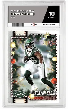 2026 TOPPS HOLIDAY #188 KENYON SADIQ MPE 10 GEM/MT — graded card up for auction