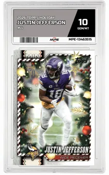 2026 TOPPS HOLIDAY #64 JUSTIN JEFFERSON MPE 10 GEM/MT — graded card up for auction