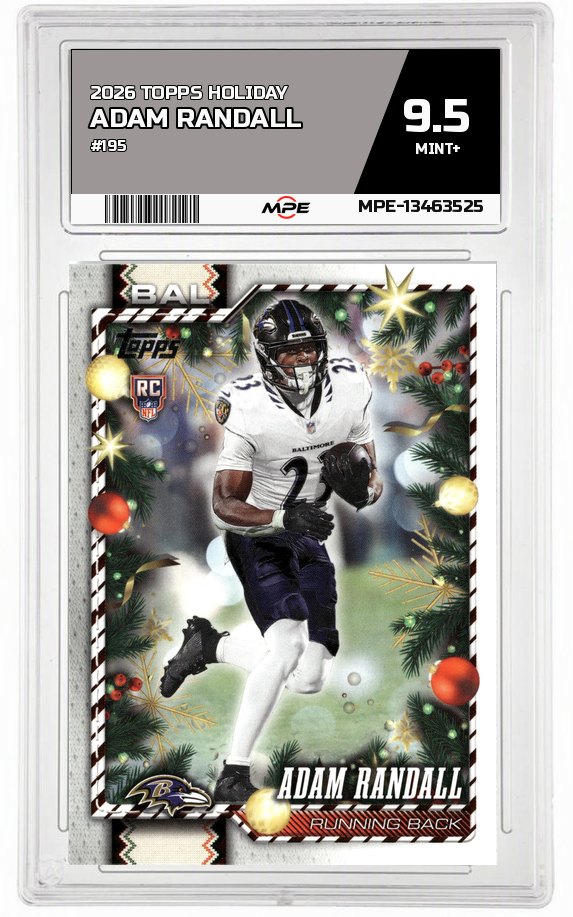 2026 TOPPS HOLIDAY #195 ADAM RANDALL MPE 9.5 MINT+ — graded card auctioned from the MPE vault