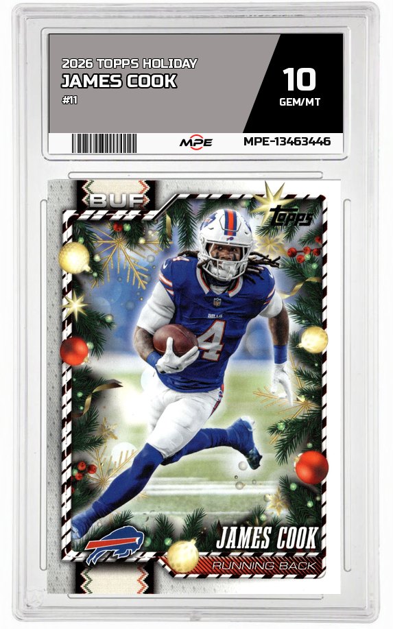 2026 TOPPS HOLIDAY #11 JAMES COOK MPE 10 GEM/MT — graded card auctioned from the MPE vault