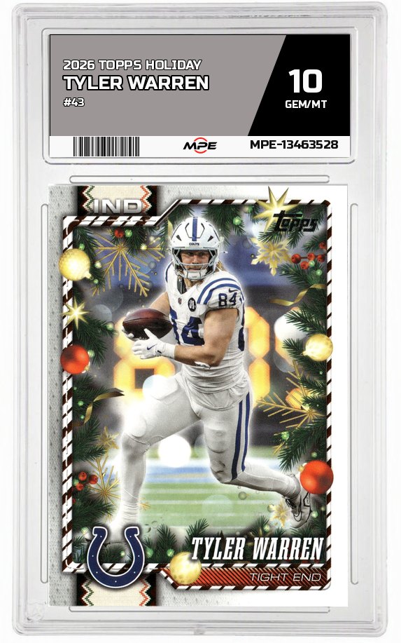 2026 TOPPS HOLIDAY #43 TYLER WARREN MPE 10 GEM/MT — graded card auctioned from the MPE vault