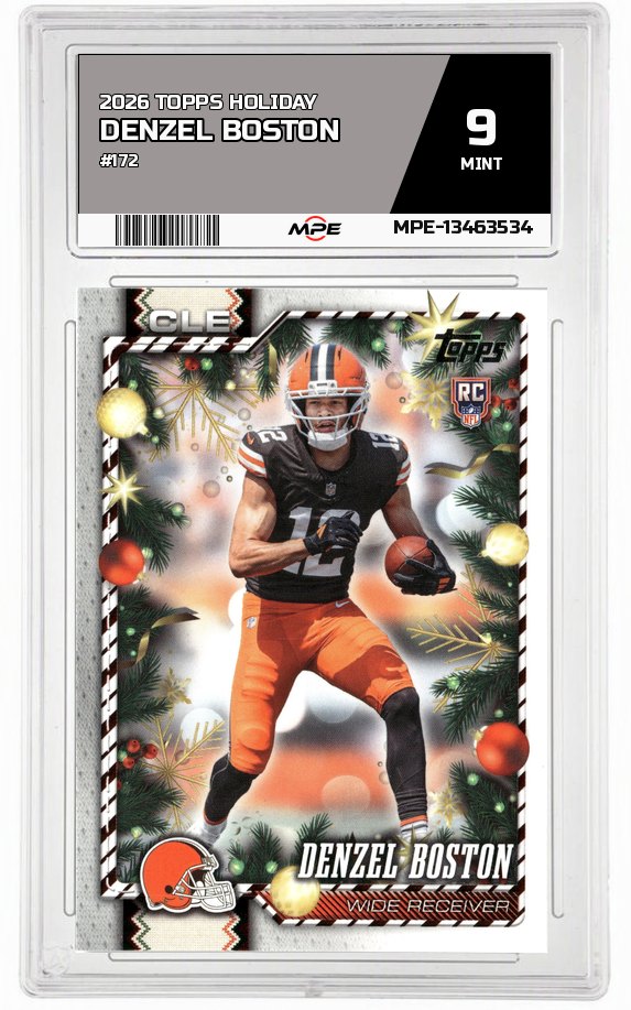 2026 TOPPS HOLIDAY #172 DENZEL BOSTON MPE 9 MINT — graded card auctioned from the MPE vault