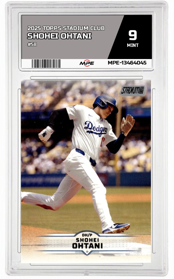 2025 TOPPS STADIUM CLUB #58 SHOHEI OHTANI MPE 9 MINT — graded card auctioned from the MPE vault