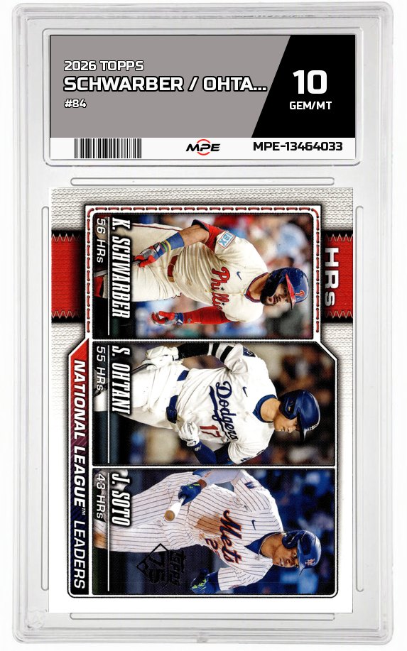 2026 TOPPS #84 SCHWARBER / OHTANI / SOTO MPE 10 GEM/MT — graded card auctioned from the MPE vault