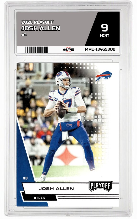 2020 PLAYOFF #3 JOSH ALLEN MPE 9 MINT — graded card auctioned from the MPE vault