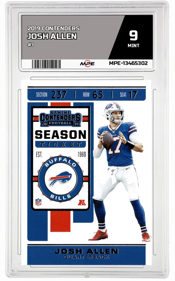 2019 CONTENDERS #3 JOSH ALLEN MPE 9 MINT — graded card auctioned from the MPE vault