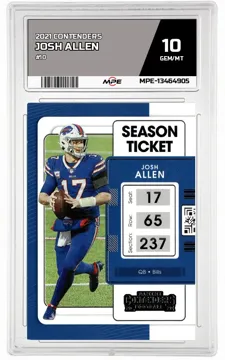 2021 CONTENDERS #10 JOSH ALLEN MPE 10 GEM/MT — graded card up for auction