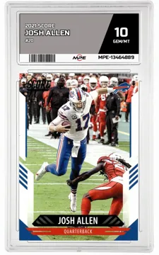 2021 SCORE #20 JOSH ALLEN MPE 10 GEM/MT — graded card up for auction