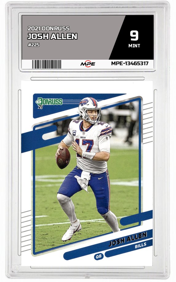 2021 DONRUSS #225 JOSH ALLEN MPE 9 MINT — graded card auctioned from the MPE vault