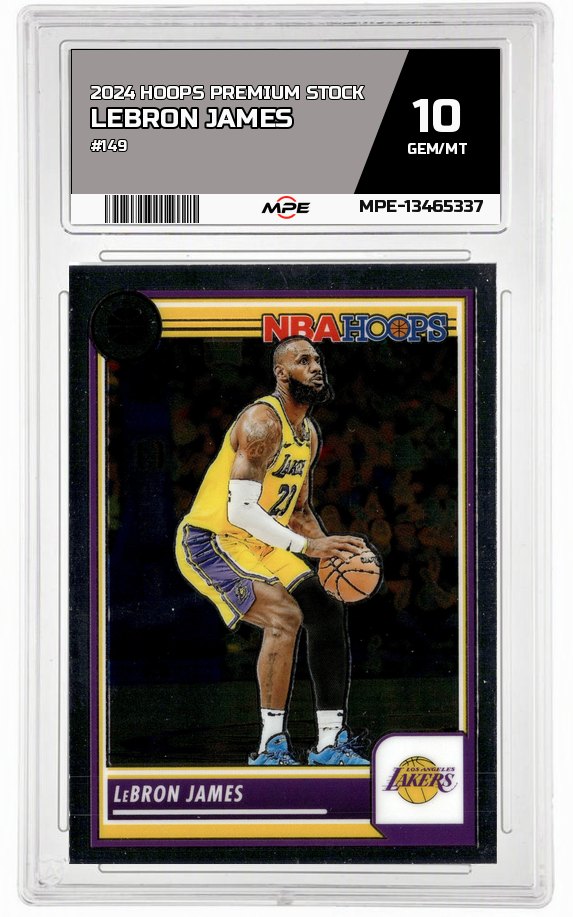 2024 HOOPS PREMIUM STOCK #149 LEBRON JAMES MPE 10 GEM/MT — graded card auctioned from the MPE vault
