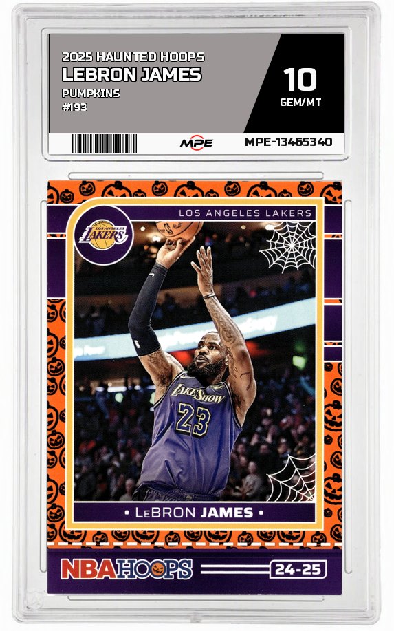 2025 HAUNTED HOOPS PUMPKINS #193 LEBRON JAMES MPE 10 GEM/MT — graded card auctioned from the MPE vault