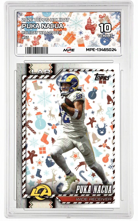 2026 TOPPS HOLIDAY HOLIDAY WALLPAPER #55 PUKA NACUA MPE 10 GEM/MT — graded card auctioned from the MPE vault