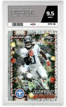 2026 TOPPS HOLIDAY Chrome Sparkle Refractor #146 CALVIN RIDLEY MPE 9.5 MINT+ — graded card up for auction