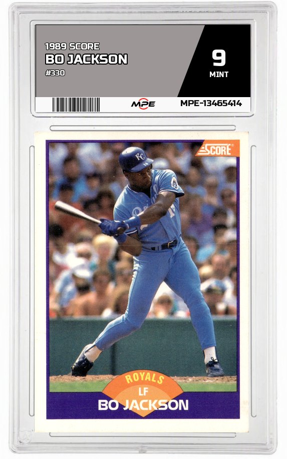 1989 SCORE #330 BO JACKSON MPE 9 MINT — graded card auctioned from the MPE vault