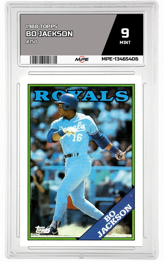 1988 TOPPS #750 BO JACKSON MPE 9 MINT — graded card auctioned from the MPE vault