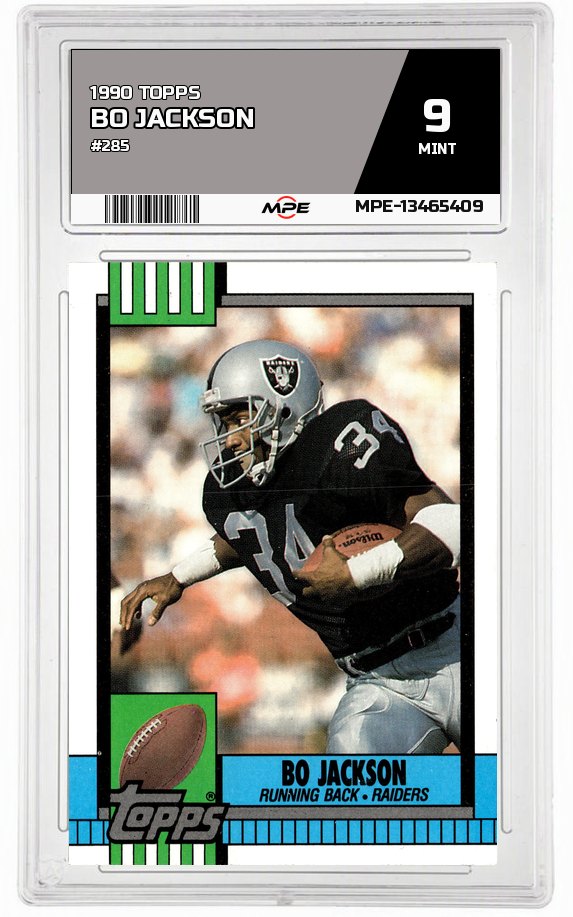 1990 TOPPS #285 BO JACKSON MPE 9 MINT — graded card auctioned from the MPE vault