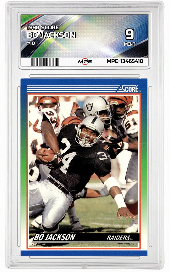 1990 SCORE #10 BO JACKSON MPE 9 MINT — graded card auctioned from the MPE vault