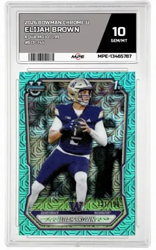 2026 BOWMAN CHROME U AQUA MOJO /199 #BCP-144 ELIJAH BROWN MPE 10 GEM/MT — graded card up for auction