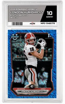 2026 BOWMAN CHROME U Blue Shimmer /150 #BCP-50 LONDON HUMPHREYS MPE 10 GEM/MT — graded card up for auction