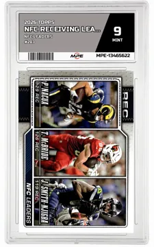 2026 TOPPS NFC LEADERS #283 NFC RECEIVING LEADERS MCBRIDE NACUA SMITH-NJIGBA MPE 9 MINT — graded card up for auction