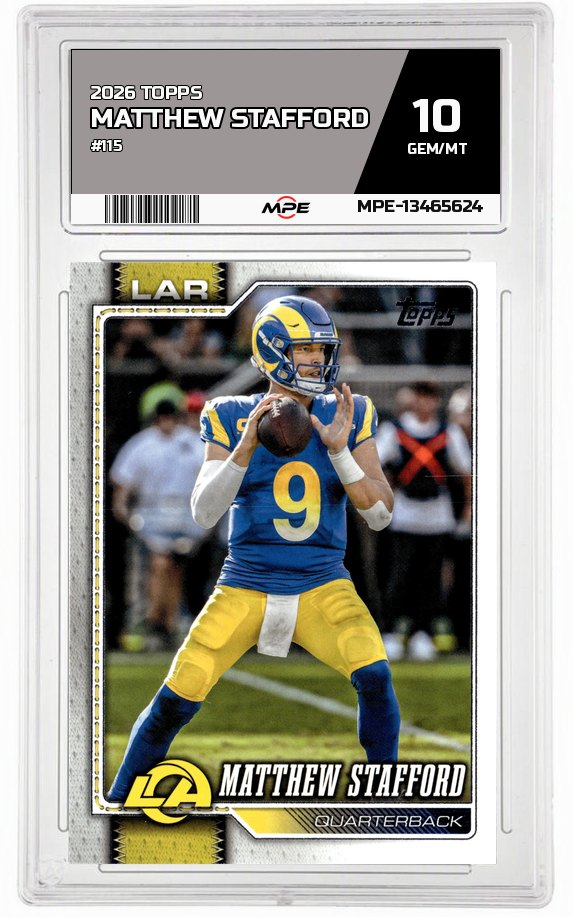 2026 TOPPS #115 MATTHEW STAFFORD MPE 10 GEM/MT — graded card auctioned from the MPE vault
