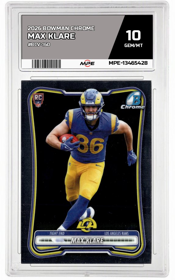 2026 BOWMAN CHROME #BCV-160 MAX KLARE MPE 10 GEM/MT — graded card auctioned from the MPE vault