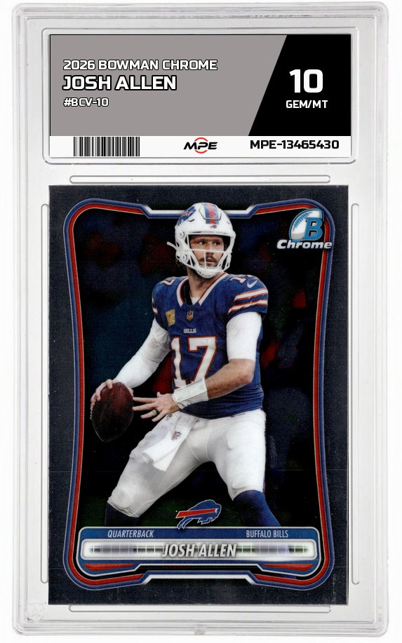 2026 BOWMAN CHROME #BCV-10 JOSH ALLEN MPE 10 GEM/MT — graded card auctioned from the MPE vault