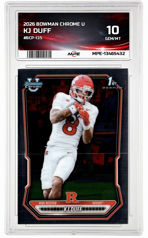 2026 BOWMAN CHROME U #BCP-135 KJ DUFF MPE 10 GEM/MT — graded card auctioned from the MPE vault