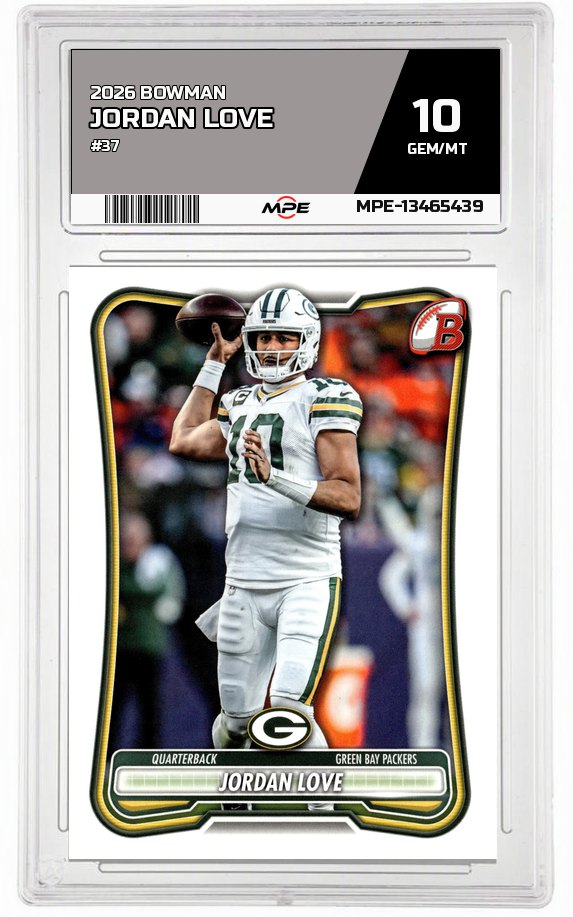 2026 BOWMAN #37 JORDAN LOVE MPE 10 GEM/MT — graded card auctioned from the MPE vault