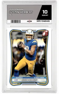 2026 BOWMAN #60 JUSTIN HERBERT MPE 10 GEM/MT — graded card up for auction