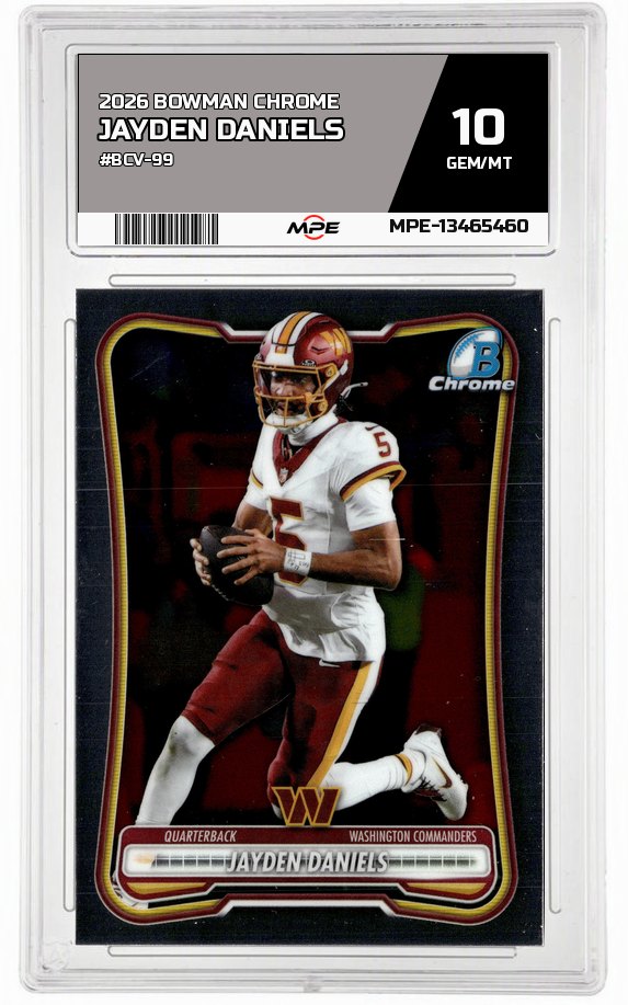 2026 BOWMAN CHROME #BCV-99 JAYDEN DANIELS MPE 10 GEM/MT — graded card auctioned from the MPE vault
