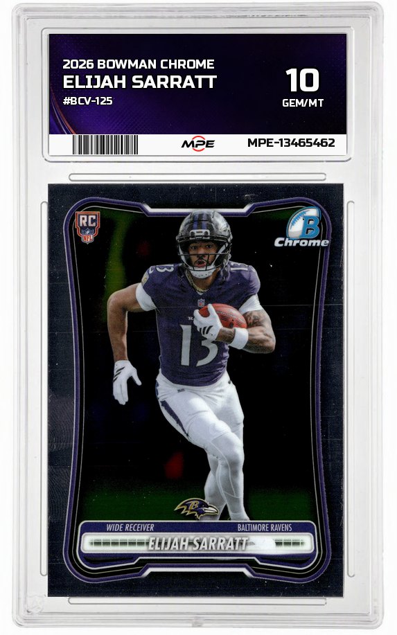 2026 BOWMAN CHROME #BCV-125 ELIJAH SARRATT MPE 10 GEM/MT — graded card auctioned from the MPE vault