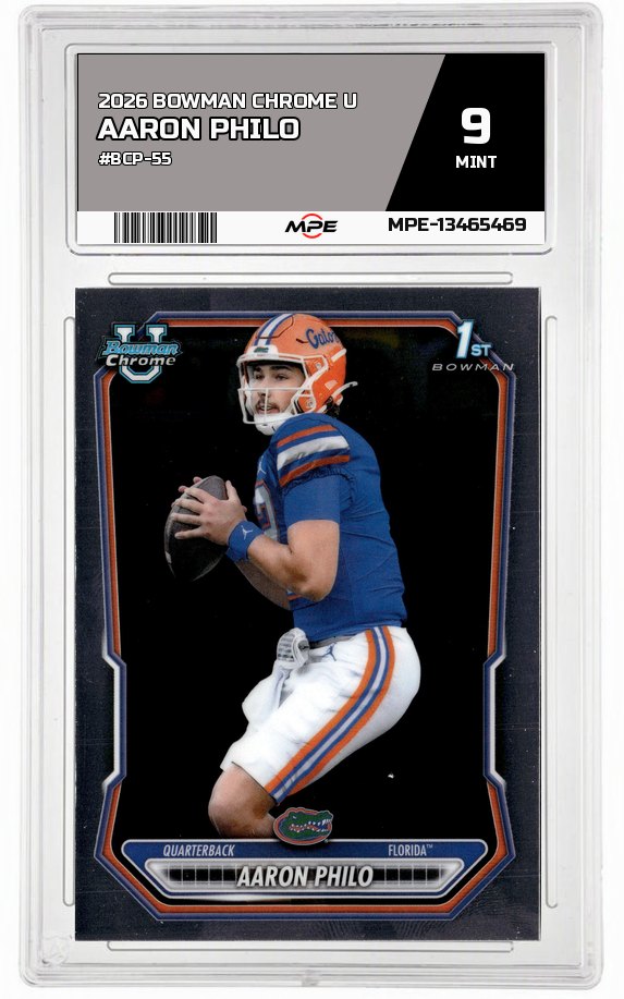 2026 BOWMAN CHROME U #BCP-55 AARON PHILO MPE 9 MINT — graded card auctioned from the MPE vault