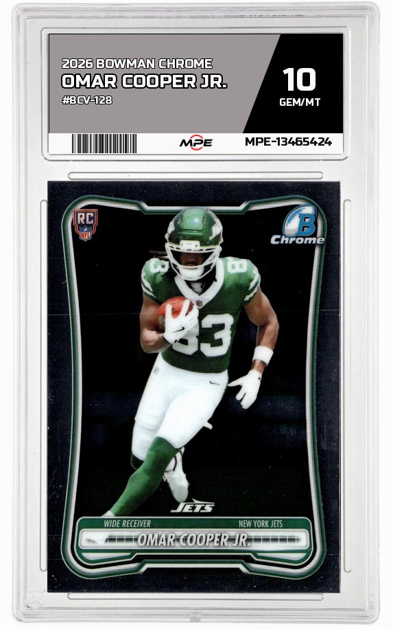 2026 BOWMAN CHROME #BCV-128 OMAR COOPER JR. MPE 10 GEM/MT — graded card auctioned from the MPE vault