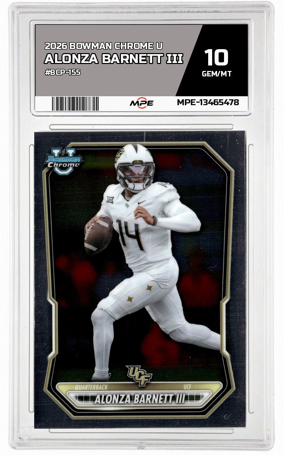 2026 BOWMAN CHROME U #BCP-155 ALONZA BARNETT III MPE 10 GEM/MT — graded card auctioned from the MPE vault