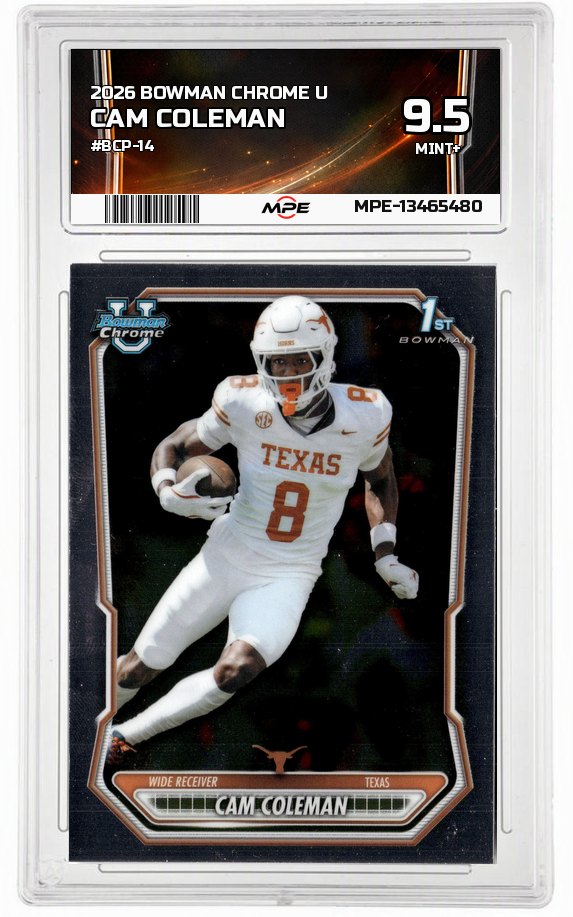 2026 BOWMAN CHROME U #BCP-14 CAM COLEMAN MPE 9.5 MINT+ — graded card auctioned from the MPE vault