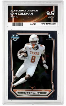 2026 BOWMAN CHROME U #BCP-14 CAM COLEMAN MPE 9.5 MINT+ — graded card up for auction