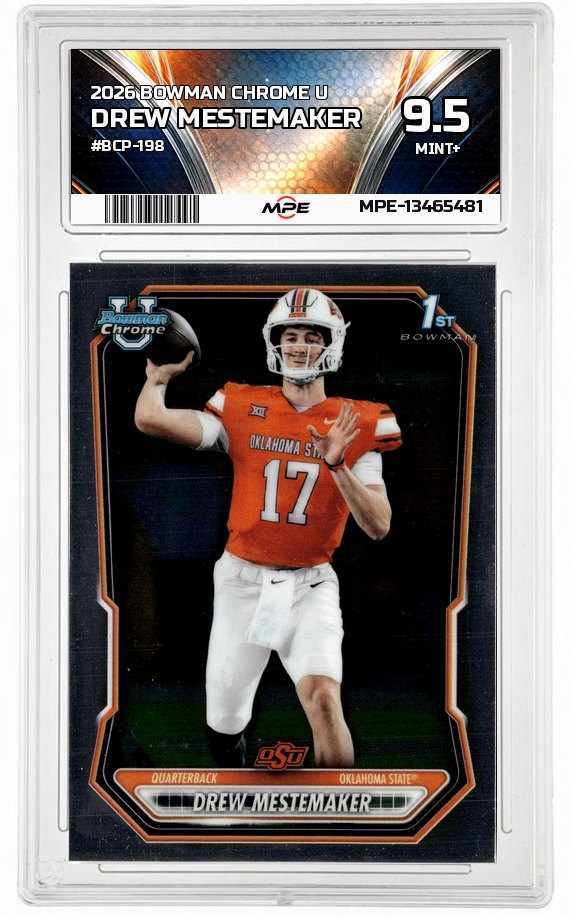 2026 BOWMAN CHROME U #BCP-198 DREW MESTEMAKER MPE 9.5 MINT+ — graded card auctioned from the MPE vault