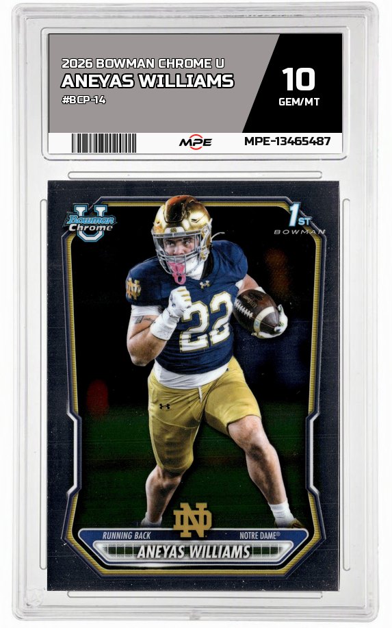 2026 BOWMAN CHROME U #BCP-14 ANEYAS WILLIAMS MPE 10 GEM/MT — graded card auctioned from the MPE vault