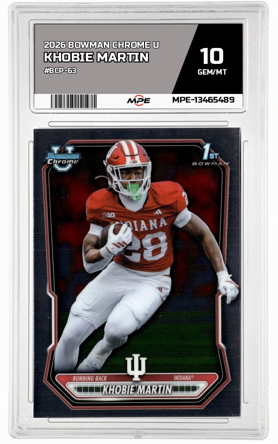 2026 BOWMAN CHROME U #BCP-63 KHOBIE MARTIN MPE 10 GEM/MT — graded card auctioned from the MPE vault