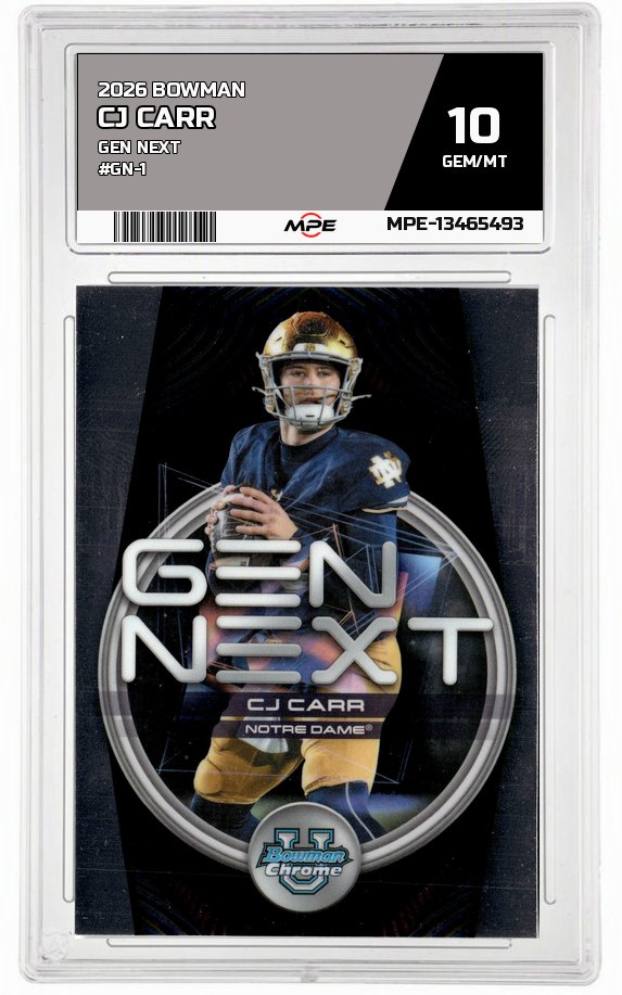 2026 BOWMAN GEN NEXT #GN-1 CJ CARR MPE 10 GEM/MT — graded card auctioned from the MPE vault