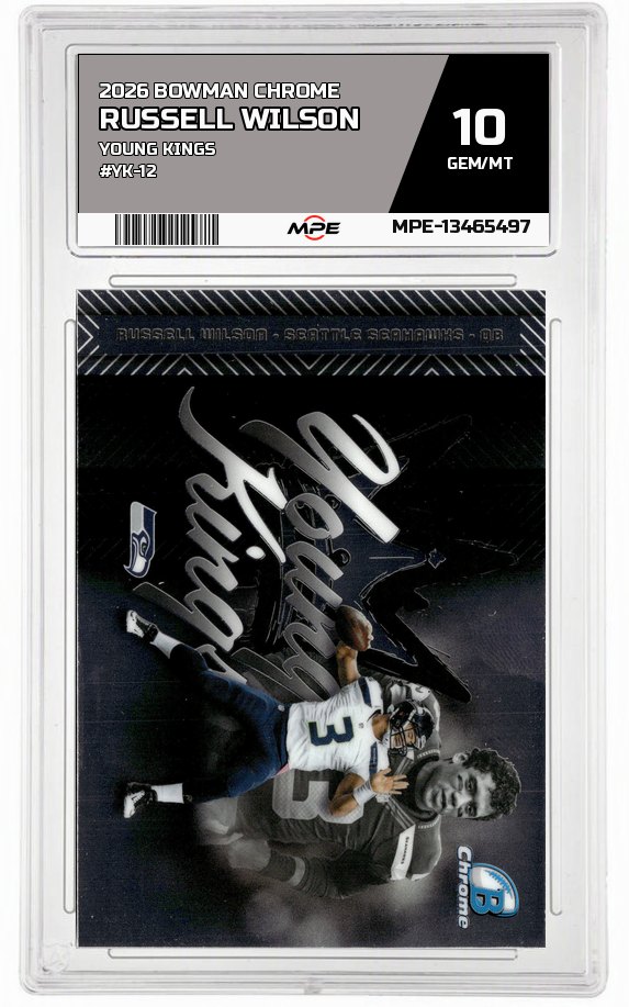 2026 BOWMAN CHROME YOUNG KINGS #YK-12 RUSSELL WILSON MPE 10 GEM/MT — graded card auctioned from the MPE vault