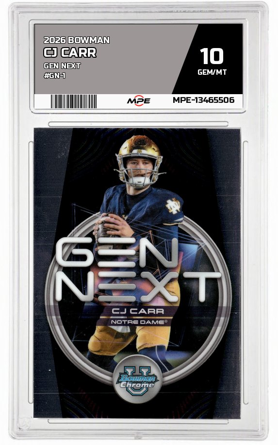 2026 BOWMAN GEN NEXT #GN-1 CJ CARR MPE 10 GEM/MT — graded card auctioned from the MPE vault