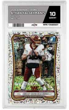 2026 BOWMAN CHROME SPECKLE #BCV-108 ATHAN KALIAKMANIS MPE 10 GEM/MT — graded card up for auction